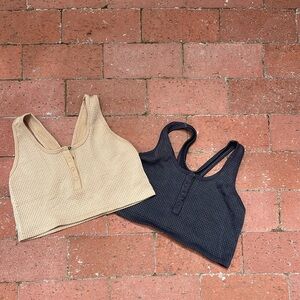 Waffle Knit Crop Tops